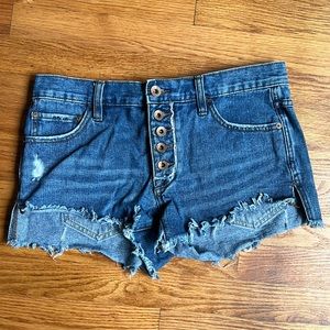 Free People Distressed Denim Shorts
